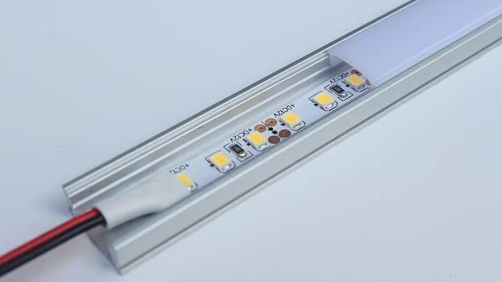 What types of LED strips are used for under cupboard lighting?